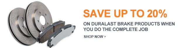 Save up to $20 on Duralast brake products when you do the complete job - Shop Now
