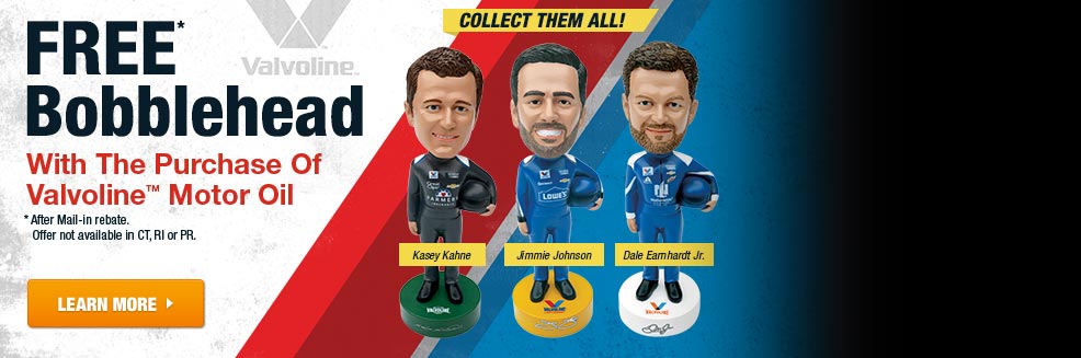 FREE BOBBLEHEAD! When you buy any 5 quarts of Valvoline Motor Oil.