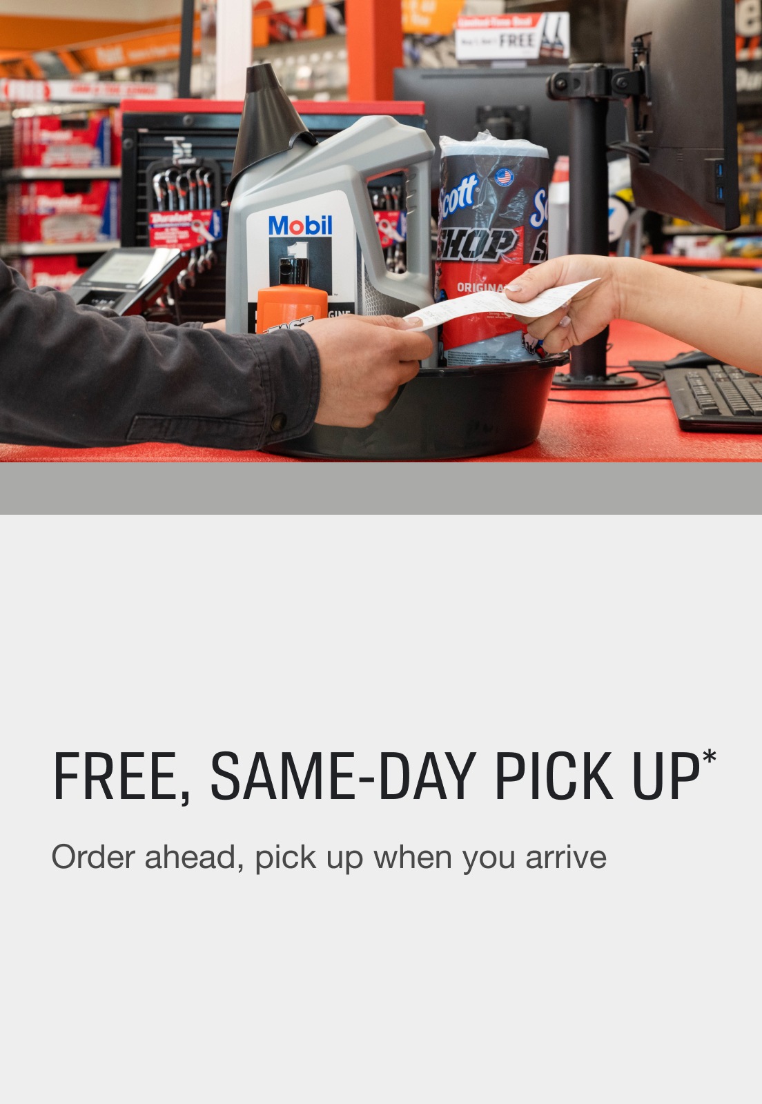 Free, same-day pick up. Order ahead, pick up when you arrive.