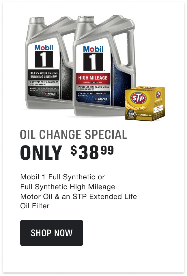 $38.99 for a 5 Qt. Jug or 5 Single Qts. of Mobil 1 Full Synthetic or Full Synthetic High Mileage Motor Oil & an STP Extended Life Oil Filter