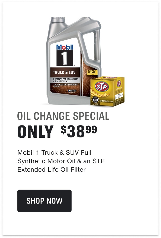 $38.99 for a 5 Qt. Jug or 5 Single Qts. of Mobil 1 Truck & SUV Full Synthetic Motor Oil & an STP Extended Life Oil Filter