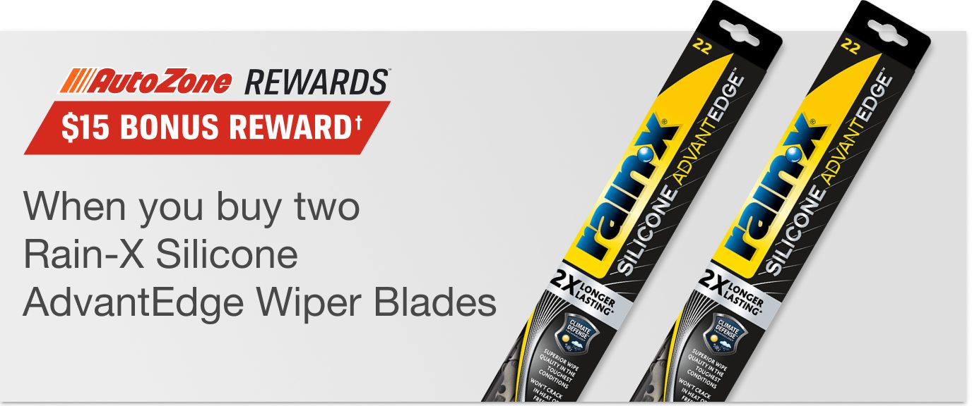AutoZone Bonus Rewards Members Get a $15 Bonus Reward when you buy 2 Rain-X Silicone AdvantEdge Windshield Wiper Blades