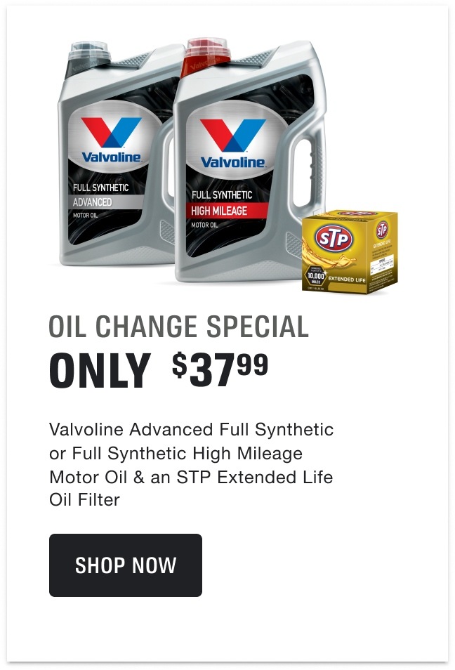 $37.99 Valvoline Advanced Full Synthetic or Full Synthetic High Mileage Motor Oil & an STP Extended Life Oil Filter