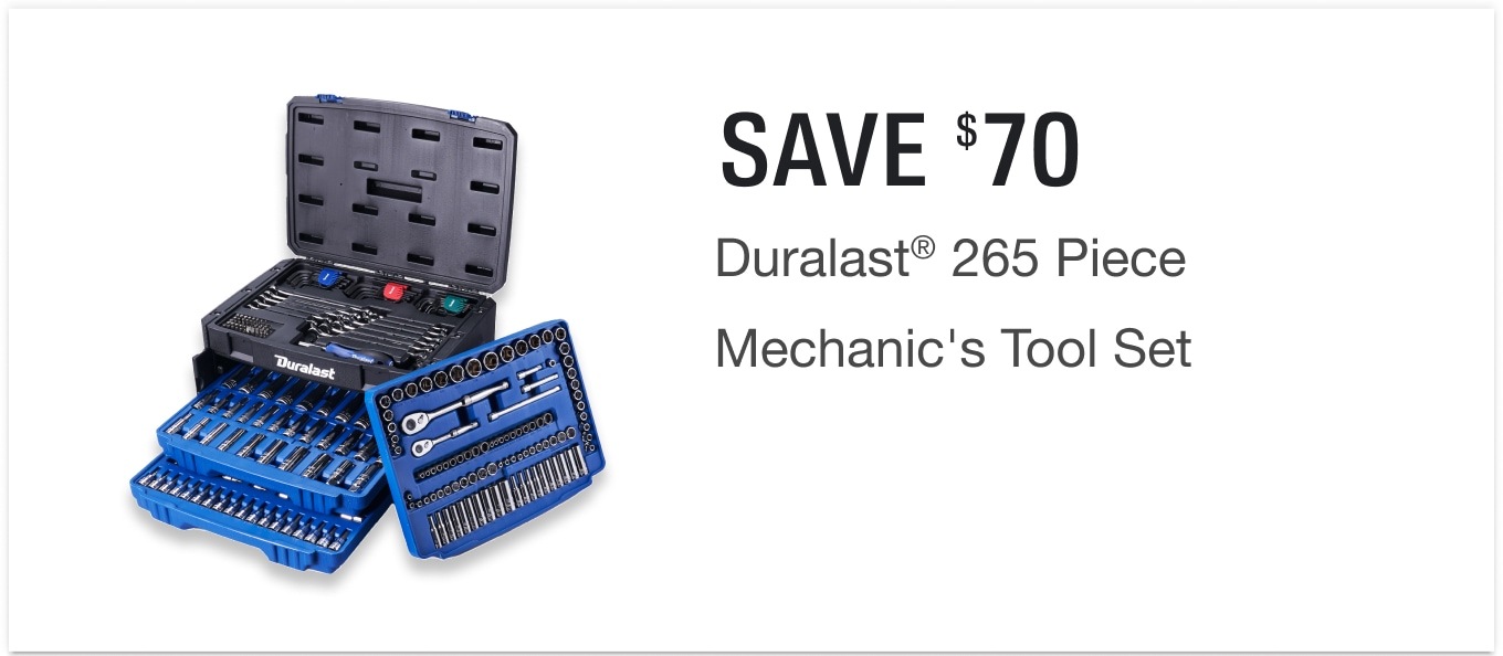 Save $70 on Duralast® 265 Piece Mechanic's Tool Set