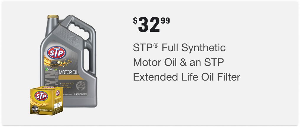 $32.99 STP® Full Synthetic Motor Oil & an STP Extended Life Oil Filter