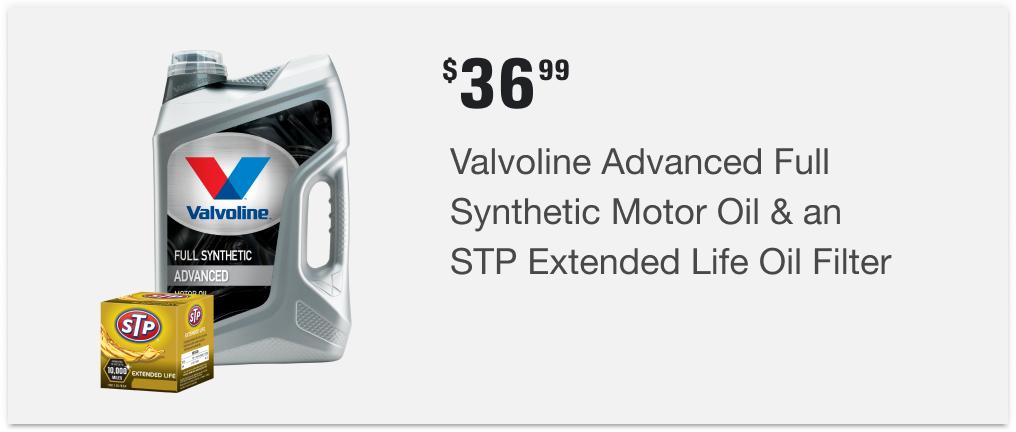 $36.99 Valvoline Advanced Full Synthetic Motor Oil & an STP Extended Life Oil Filter