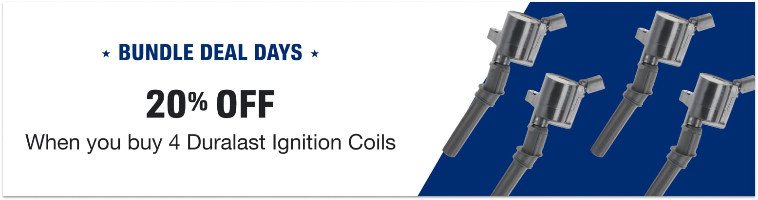 20% Off when you Bundle 4 Duralast Ignition Coils. Sales tax not included.
