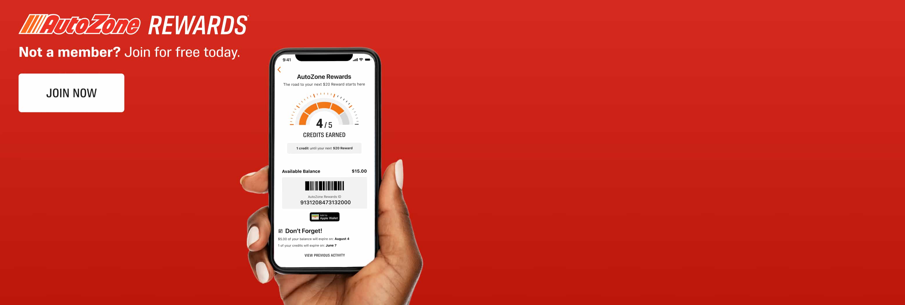 AutoZone Rewards - Not a member? Join for free today. - Join Now