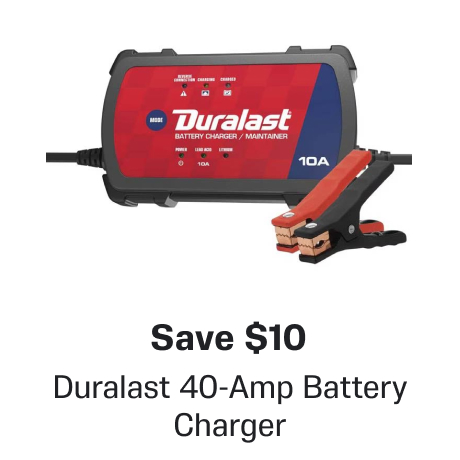 Save $10 - Duralast 40-Amp Battery Charger