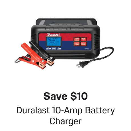 Save $10 - Duralast 10-Amp Battery Charger