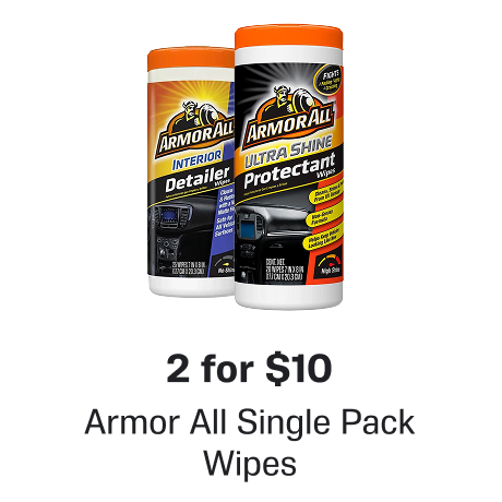 2 for $10 - Armor All Single Pack Wipes