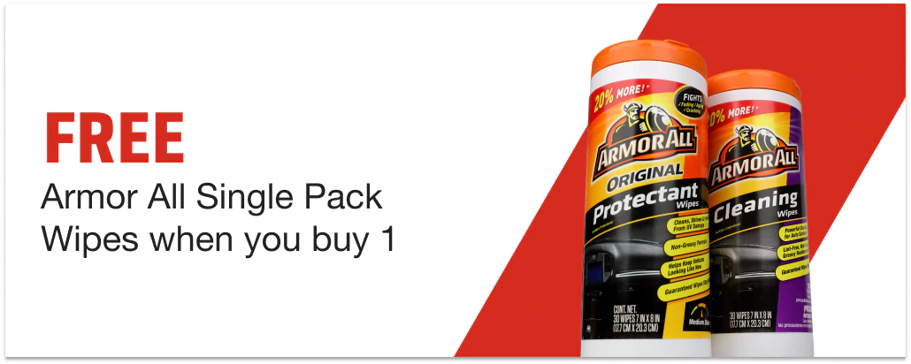 FREE Armor All Single Pack Wipes when you buy one