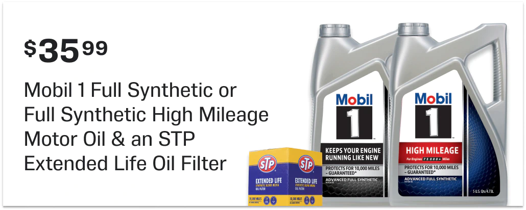 $35.99 Mobil 1 Full Synthetic or Full Synthetic High Mileage Motor Oil & an STP Extended Life Oil Filter