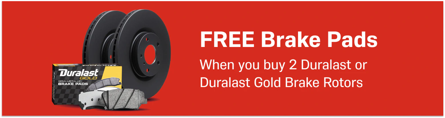FREE Brake Pads When you buy 2 Duralast or Duralast Gold Brake Rotors