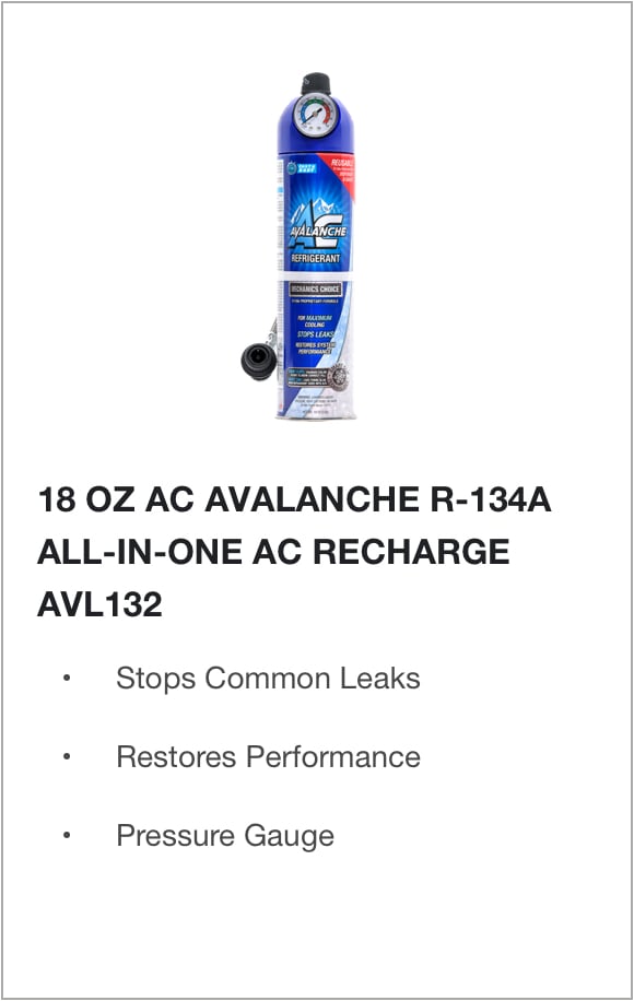 18 OZ AC AVALANCHE R134A ALLINONE AC RECHARGE AVL132 tops Common