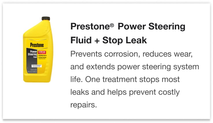 Prestone Power Steering Fluid + Stop Leak - Prevents corrosion, reduces wear, and extends power steering system life. One treatment stops most leaks and helps prevents costly repairs.