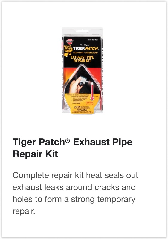 Tiger Patch® Exhaust Pipe Repair Kit - Complete repair kit heat seals out exhaust leaks around cracks and holes to form a strong temporary repair.