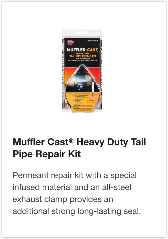 Muffler Cast® Heavy Duty Tail Pipe Repair Kit - Permeant repair kit with a special infused material and an all-steel exhaust clamp provides an additional strong long-lasting seal.