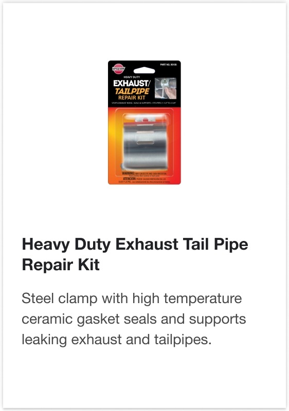 Heavy Duty Exhaust Tail Pipe Repair Kit - Steel clamp with high temperature ceramic gasket seals and supports leaking exhaust and tailpipes.