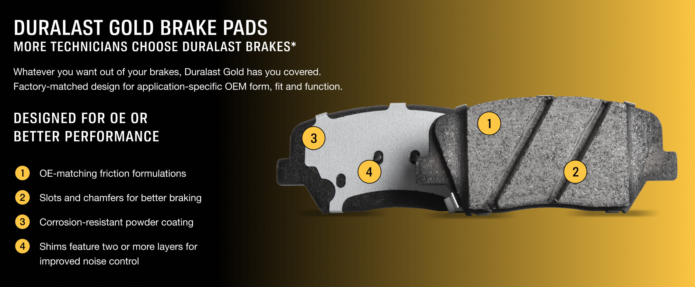 Duralast Gold Brake Pads. Designed for OE or better performance