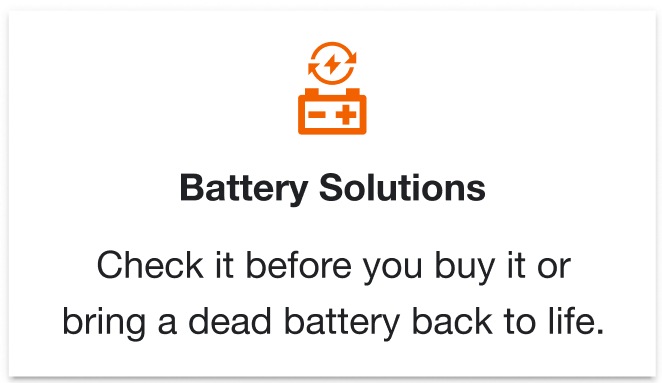 Battery Solutions. Check it before you buy it or bring a dead battery back to life.