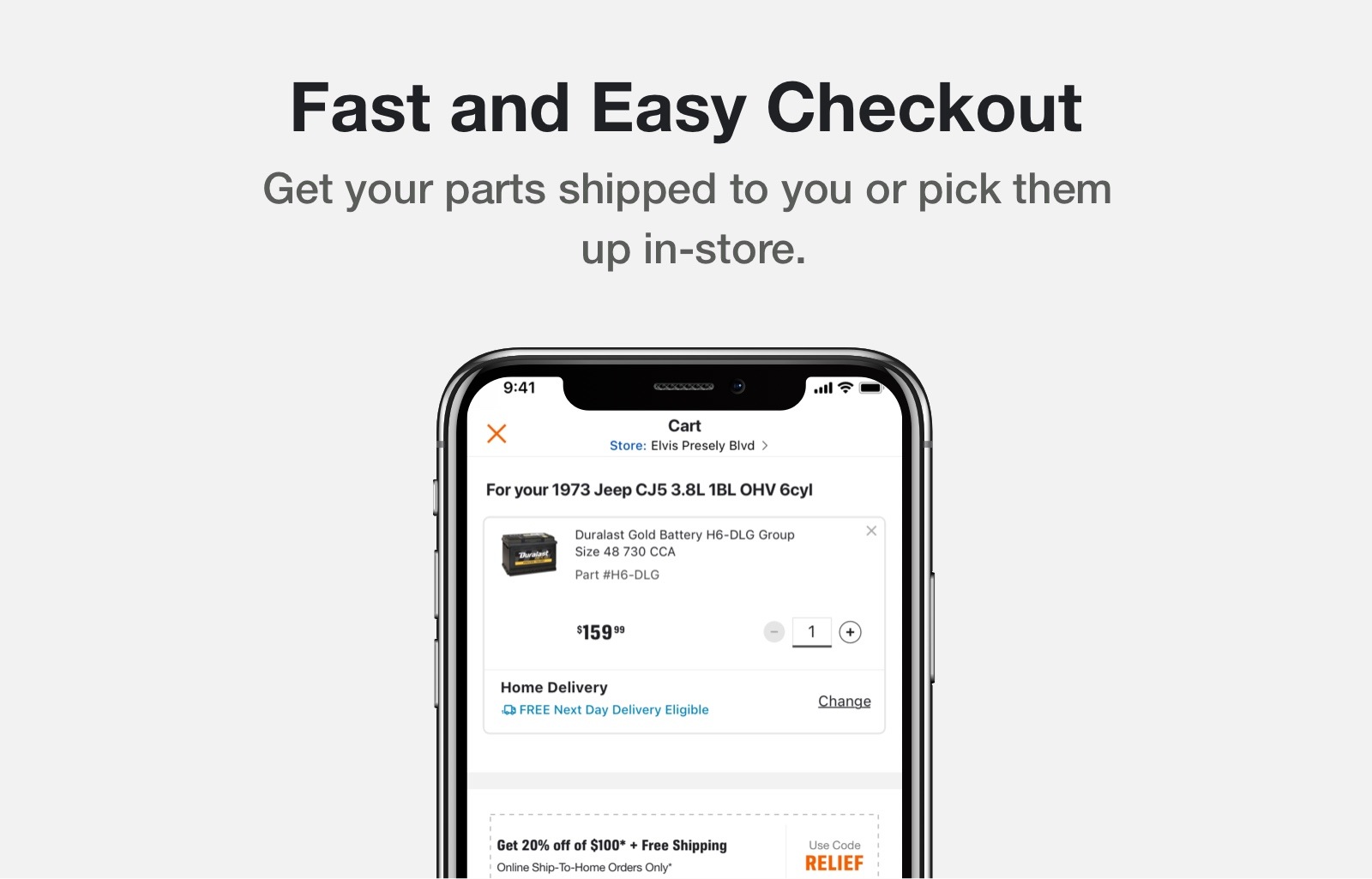 Get your parts shipped to you or pick them up instore.
