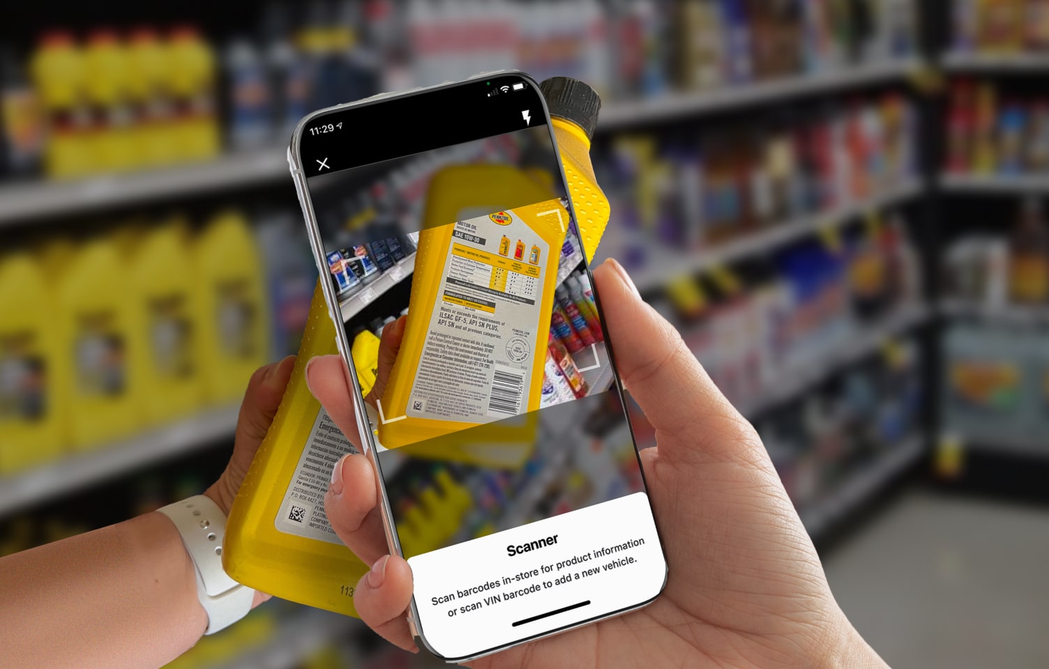 Picture of phone scanning oil bottle