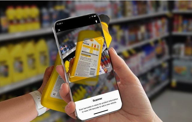Picture of phone scanning oil bottle