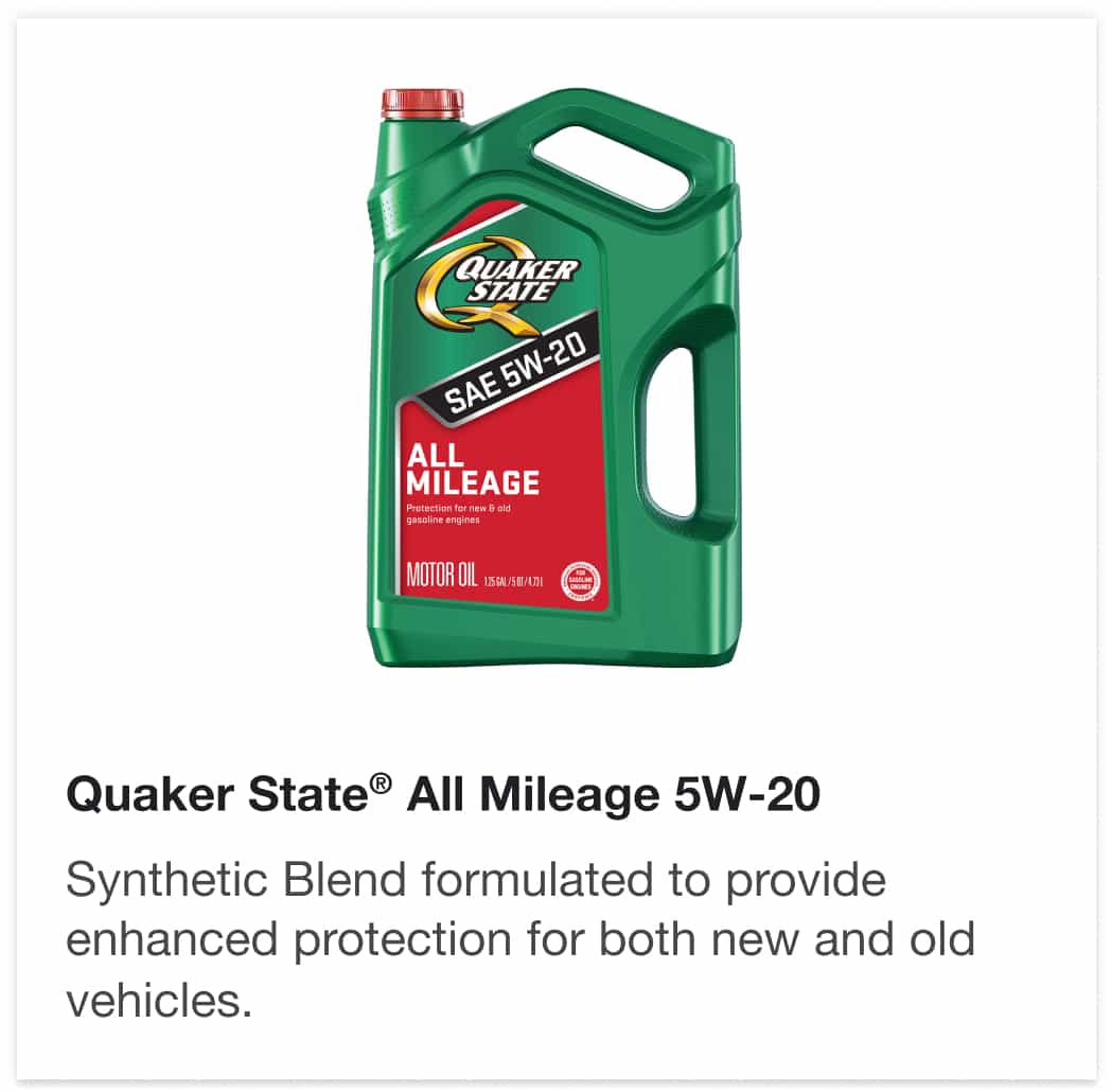 Quaker State® All Mileage 5W-20 - Synthetic Blend formulated to provide enhanced protection for both new and old vehicles.