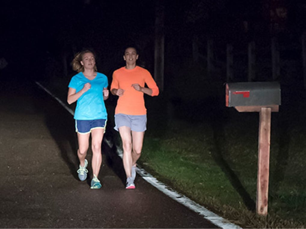 jogging on the road at night