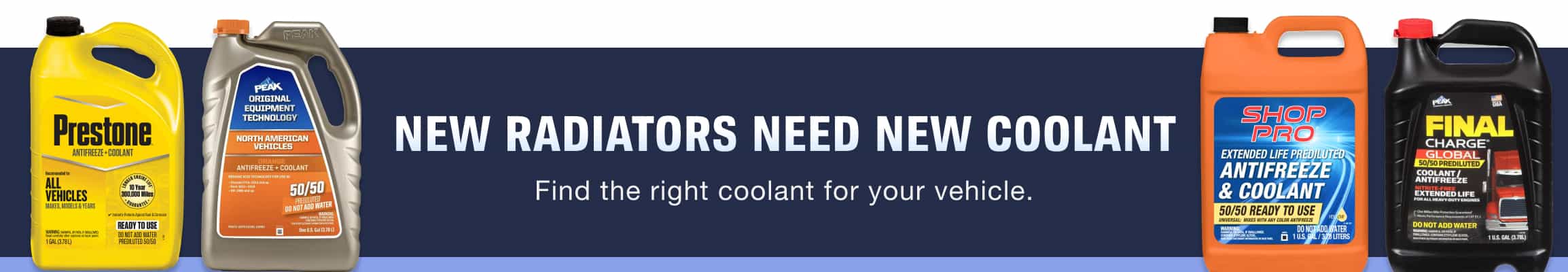 New radiators need new coolant. Find the right coolant for your vehicle.