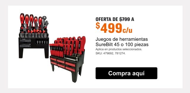 Oferta a $499 juego de herramientas