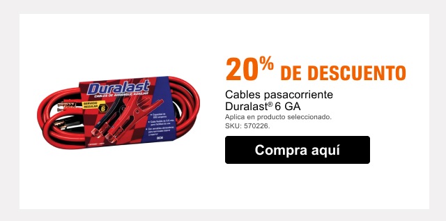 20% de descuento en cables pasacorriente Duralast