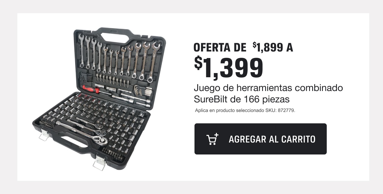  OFERTA DE $1,899 A $1,399Juego de herramientas combinado SureBilt de 166 piezas