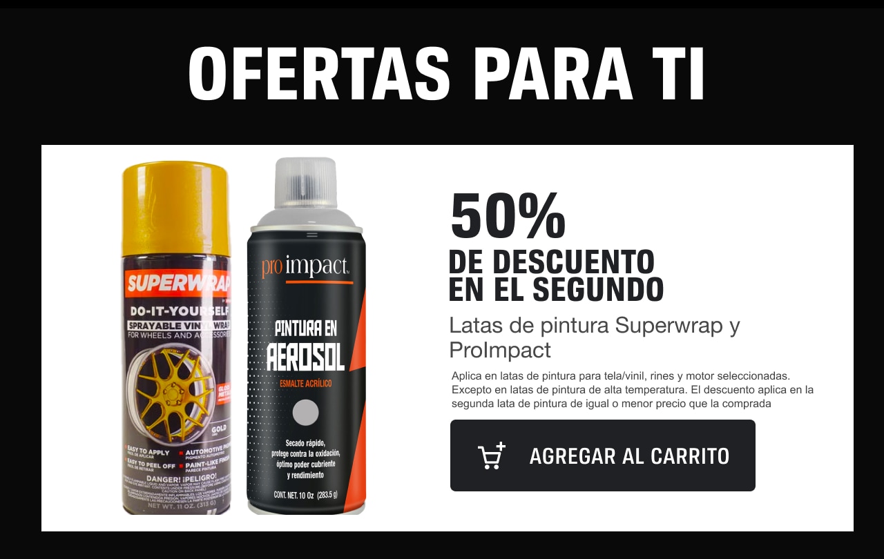 50% DE DESCUENTO EN EL SEGUNDO Latas de pintura Superwrap у Prolmpact