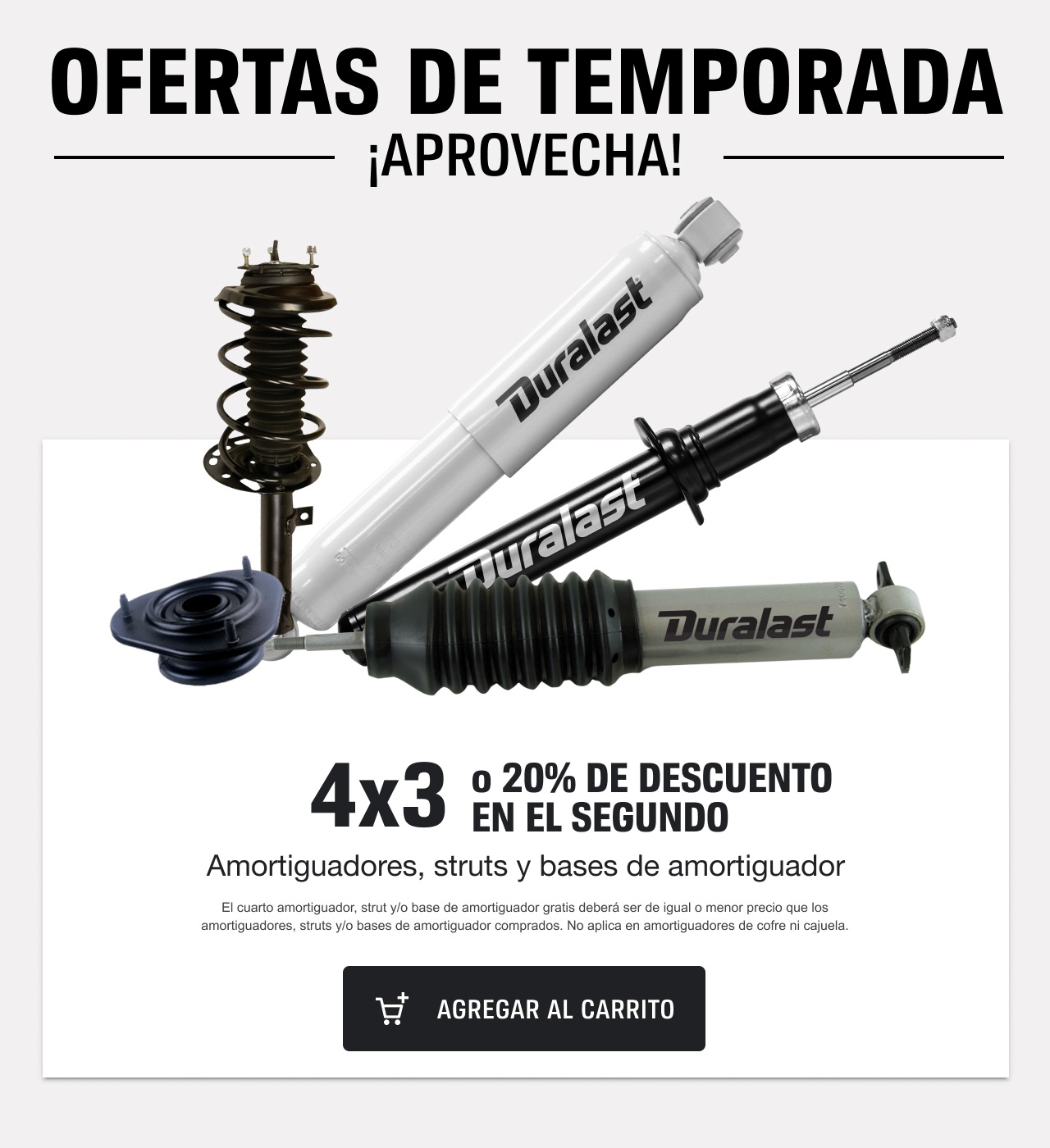4x3 0 20% DE DESCUENTO EN EL SEGUNDO Amortiguadores, struts y bases de amortiguador