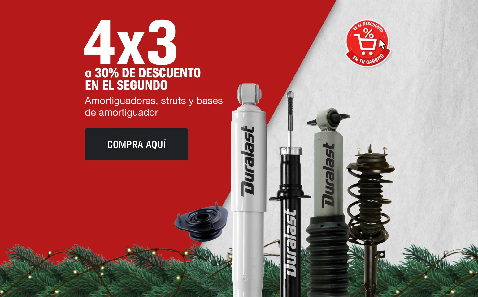 4x3 o 30% DE DESCUENTO Amortiguadores, strusts y bases de amortiguador