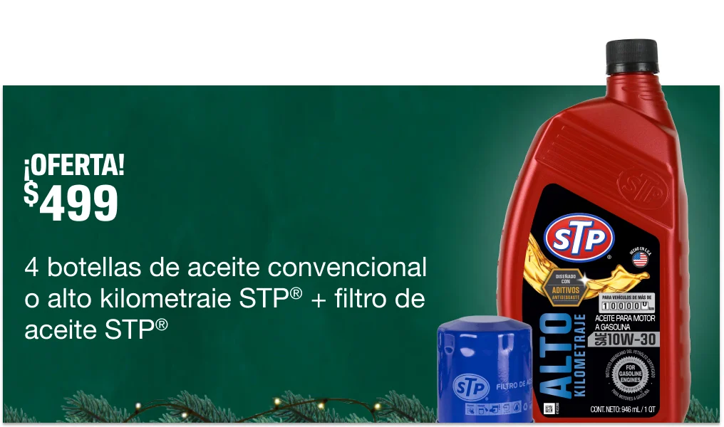  ¡OFERTA! $499 4 botellas de aceite convencional o alto kilometraje STP + filtro de aceite STP