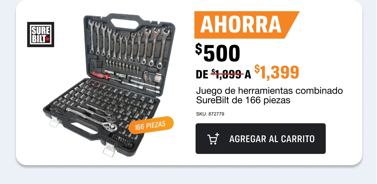 ¡Ahorra! $500 en juego de herramientas combinado SureBilt de 166 piezas