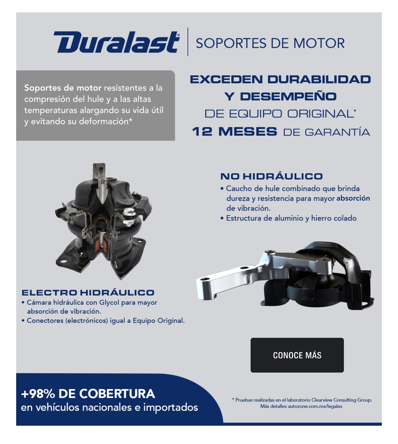 Duralast | Soportes de motor. Exceden durabilidad y desempeño de equipo original y tienen 12 meses de garantía