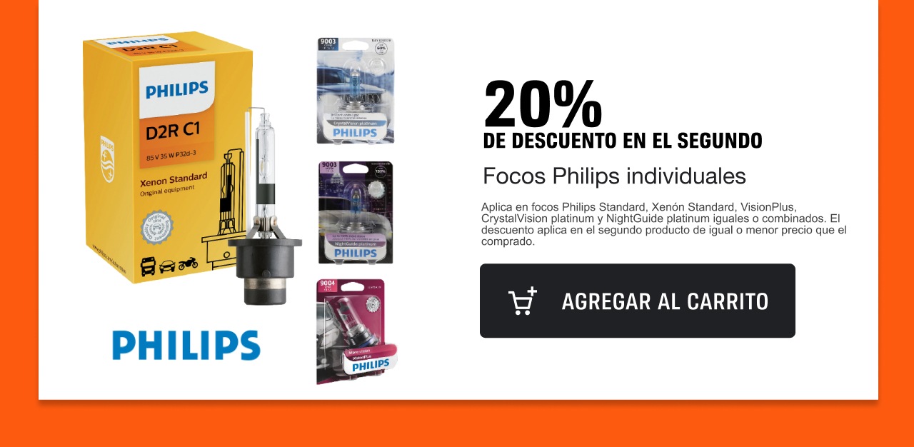 20% de descuento en el segundo focos Phillips individuales