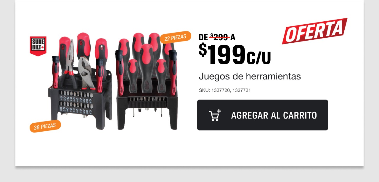 Nuevos sets de herramienta marca Surebilt de 22 y 38 piezas a solo $199