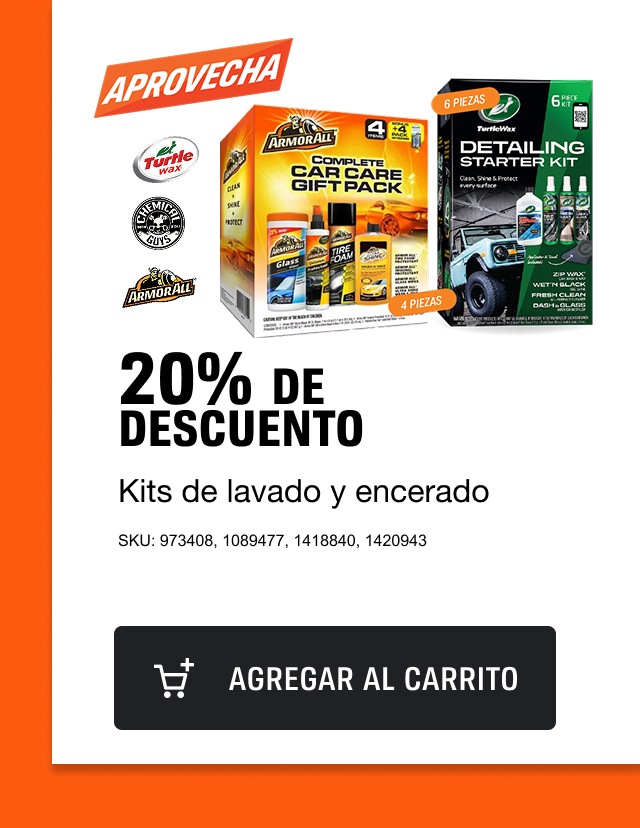 Kit de lavado Chemical Guys, Armor All y Turtle Wax con 20% de descuento​
