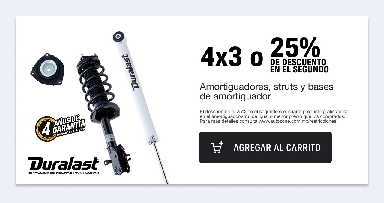 Amortiguadores 4x3 o compra un amortiguador y llévate el segundo al 25% de descuento