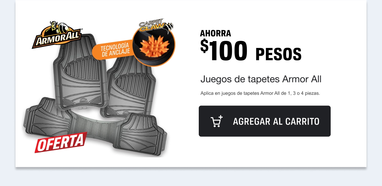 Tapetes Armor all con $100 de descuento