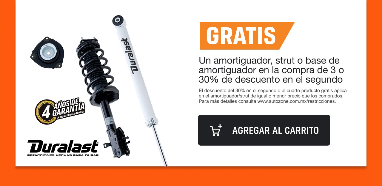 ¡Gratis! Un amortiguador, strut o base de amortiguador en la compra de 3 o 30% de descuento en el segundo