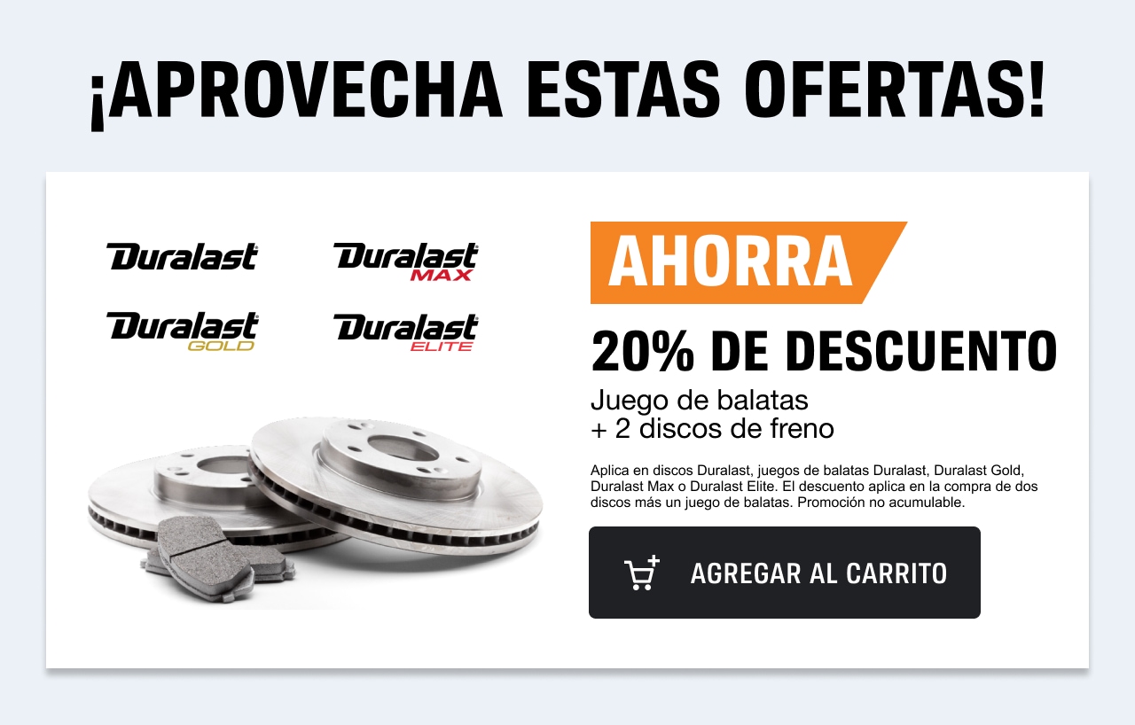 AHORRA 20% de descuento en juego de balatas + 2 discos de freno