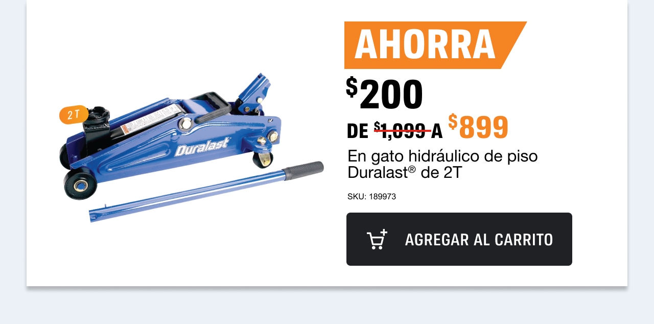 AHORRA $200 en gato hidráulico de piso Duralast de 2T