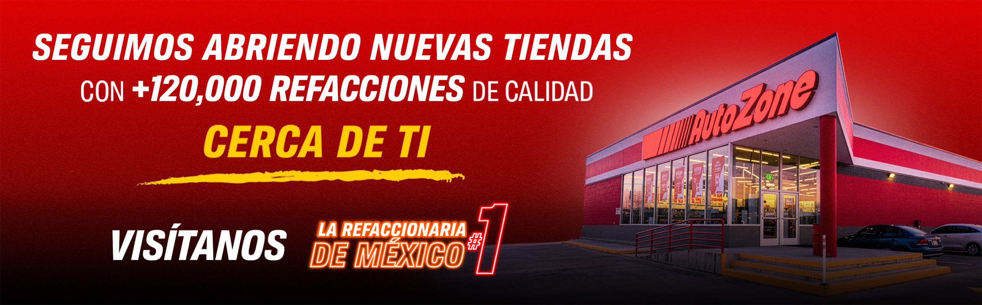 Seguimos abriendo nuevas tiendas con +120,000 refacciones de calidad cerca de ti. Visítanos. La refaccionaria #1 de México.​