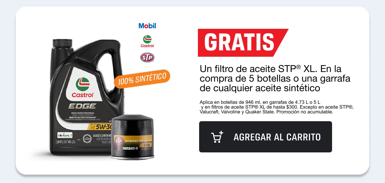 GRATIS un filtro de aceite STP XL en la compra de 5 botellas o una garrafa de cualquier aceite sintético